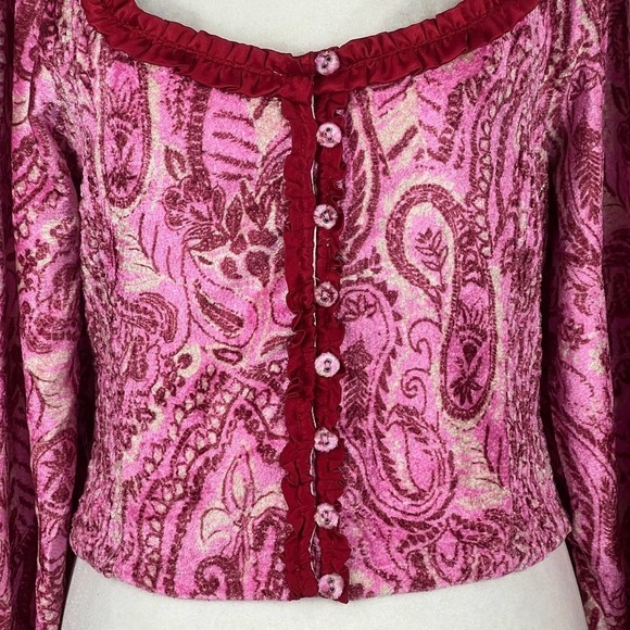 Free PEOPLE, DARE‎ ME VELVET, BLOUSE WOMENS NEW WITH TAGS, PINK, - Picture 6 of 16